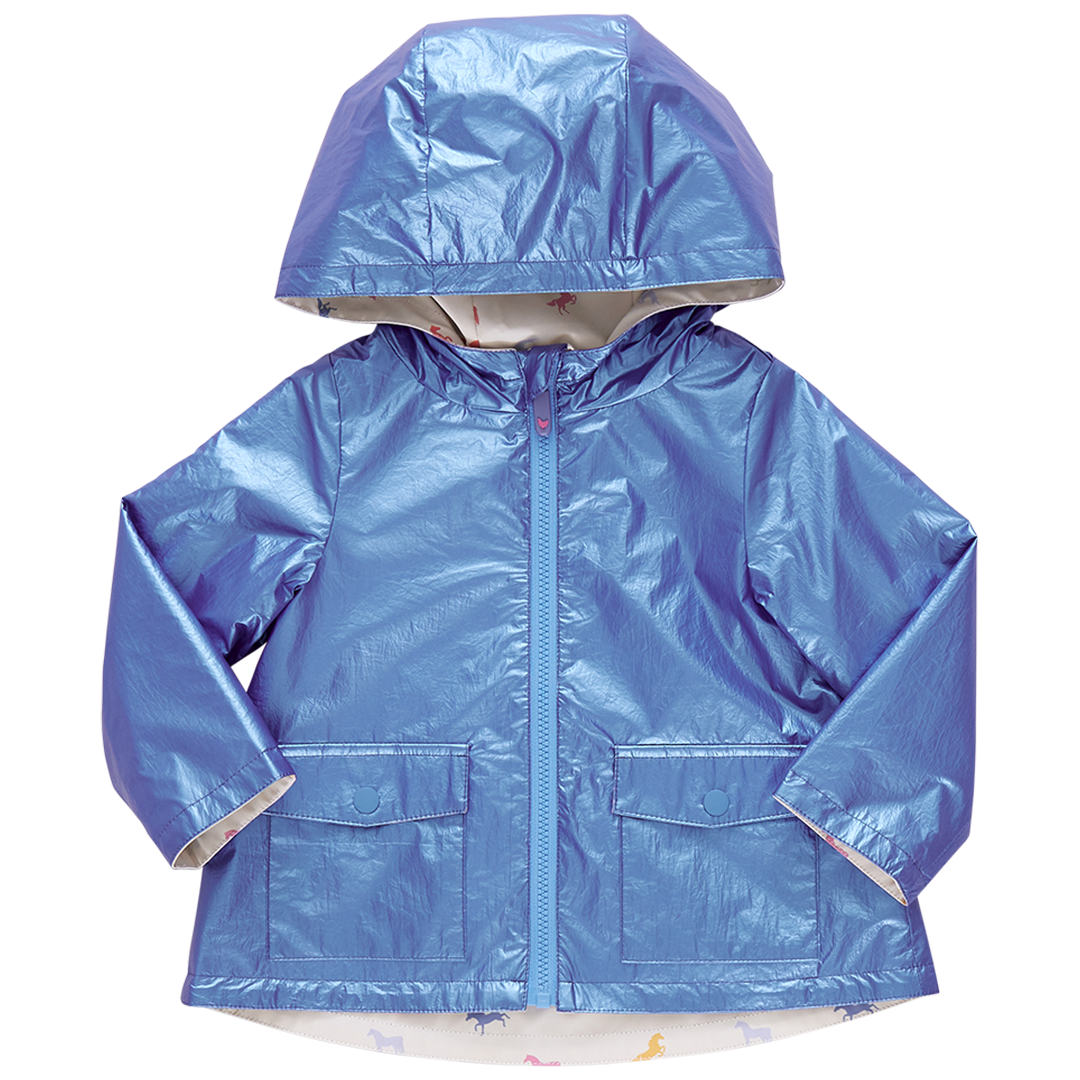 Girls Rafa Rain Coat - Blue Metallic