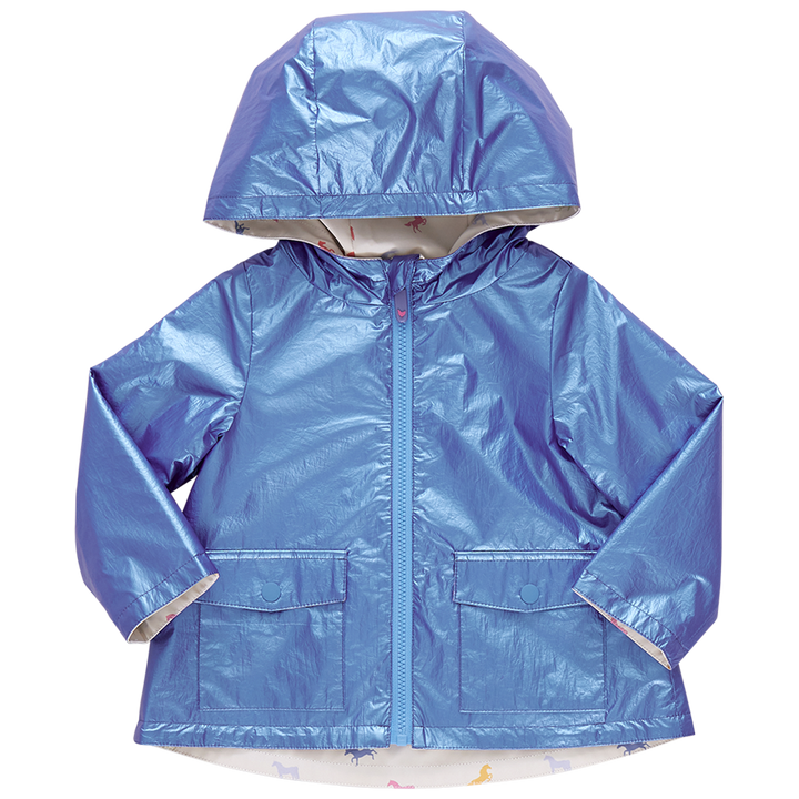 Girls Rafa Rain Coat - Blue Metallic