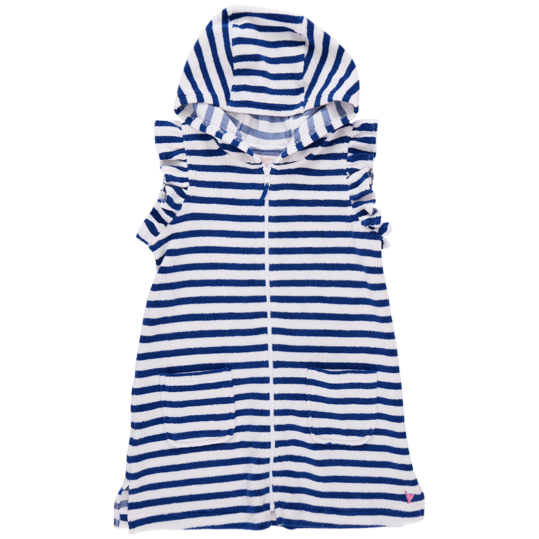 Girls Terry Coverup - Blue Stripe