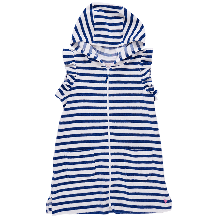 Girls Terry Coverup - Blue Stripe