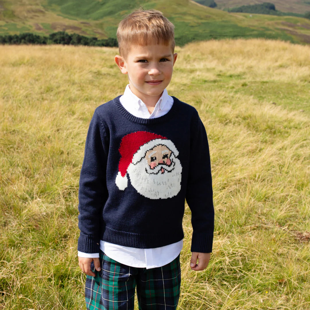 Boys Oliver Sweater - Navy Santa