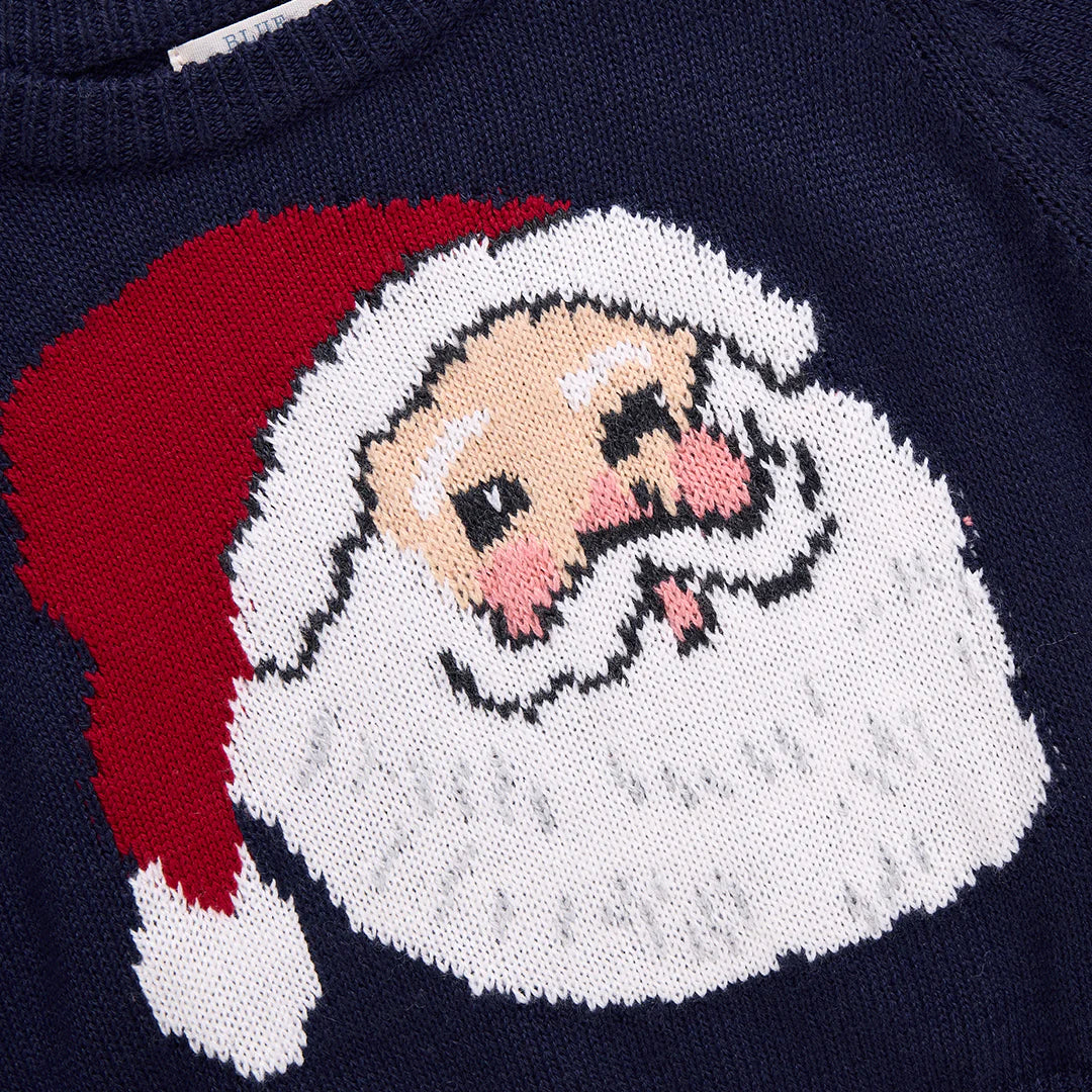 Boys Oliver Sweater - Navy Santa