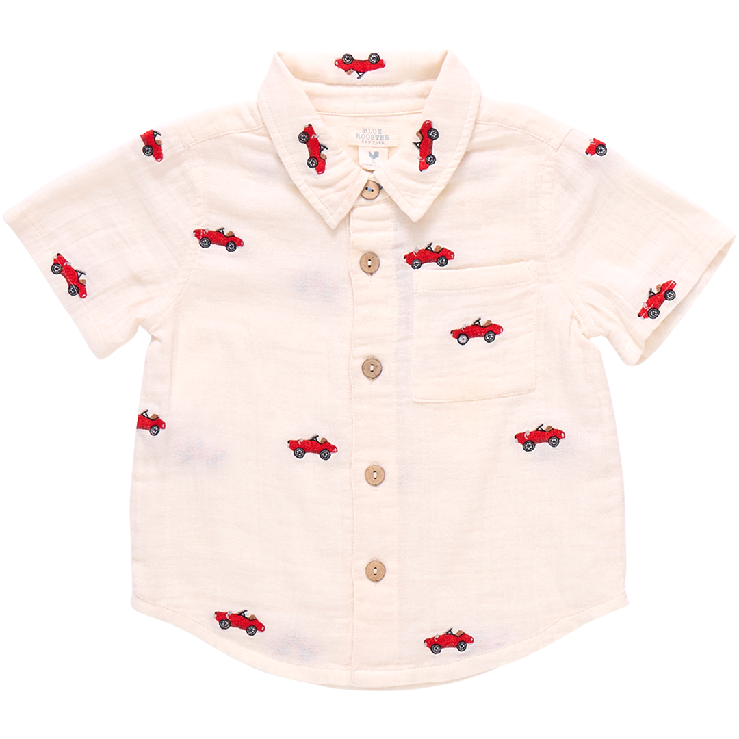 Boys Jack Shirt - Vintage Car Embroidery