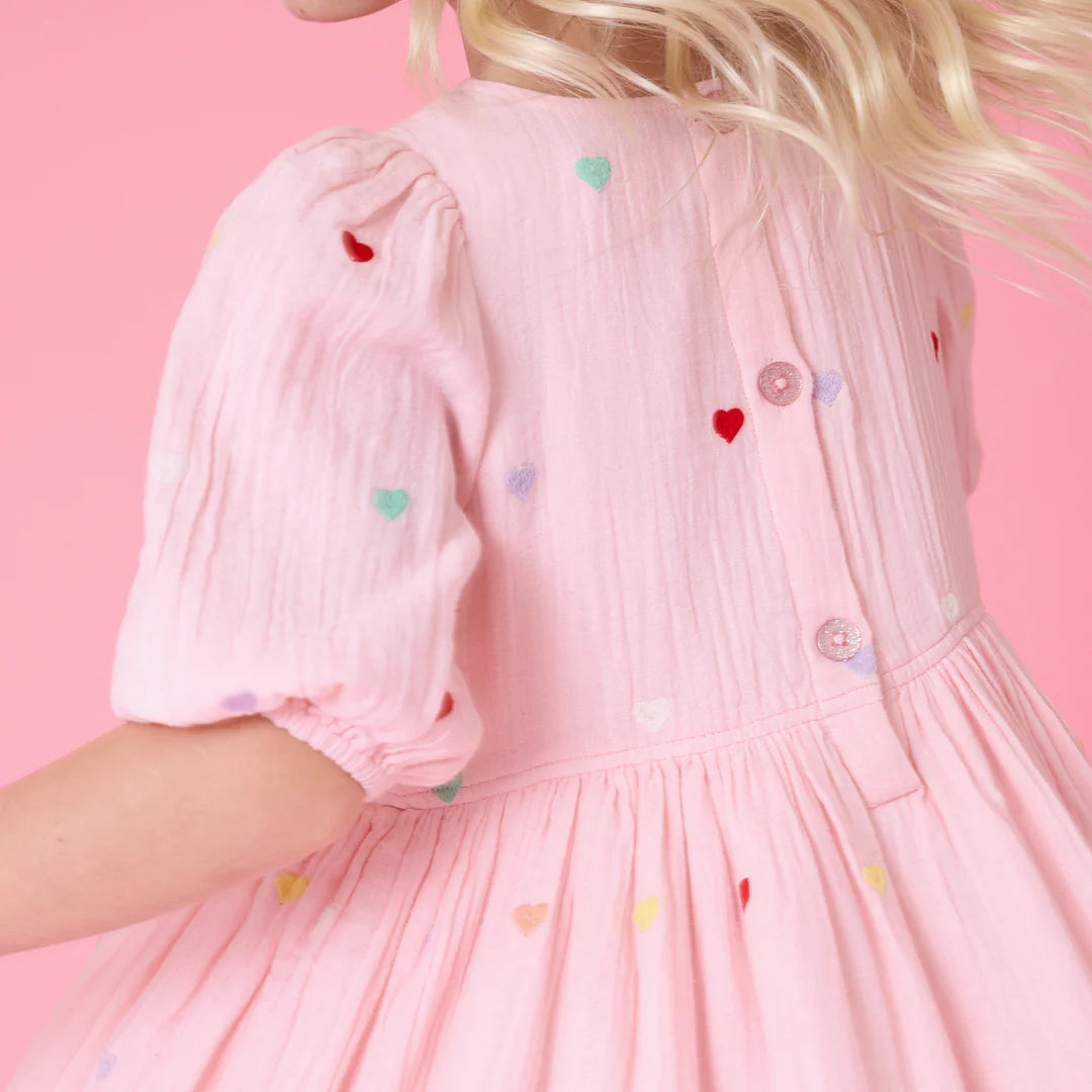 Girls Brooke Dress - Candy Heart Embroidery