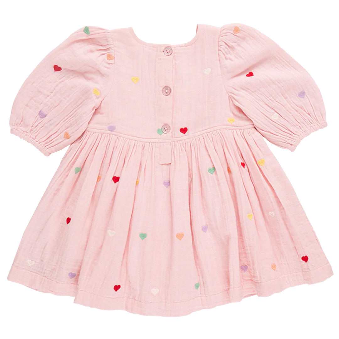 Girls Brooke Dress - Candy Heart Embroidery