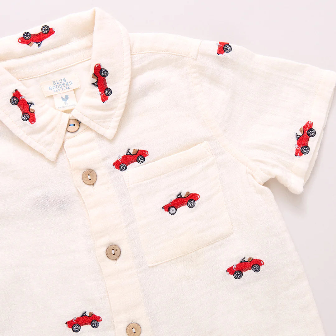 Boys Jack Shirt - Vintage Car Embroidery