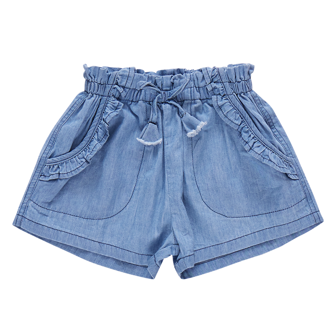 Girls Theodore Short - Medium Wash Chambray