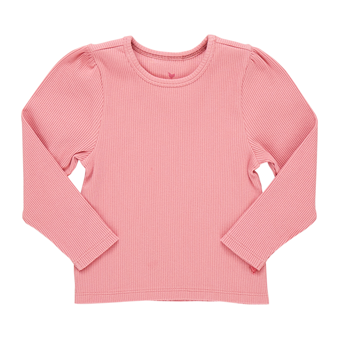 Girls Organic Camella Rib Top - Brandied Apricot