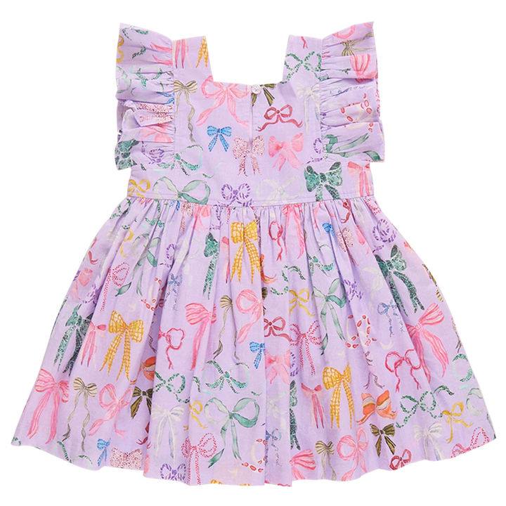 Girls Elsie Dress - Lavender Watercolor Bows