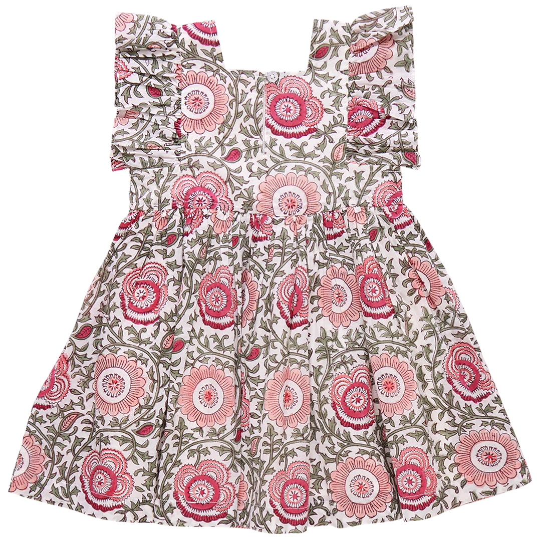 Girls Elise Dress - Pink Lisbon Floral