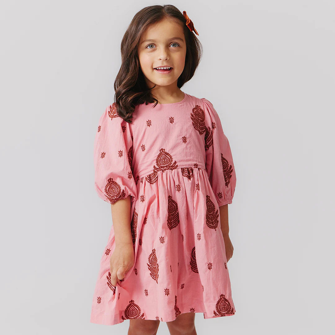 Girls Brooke Dress - Indian Stamp Embroidery