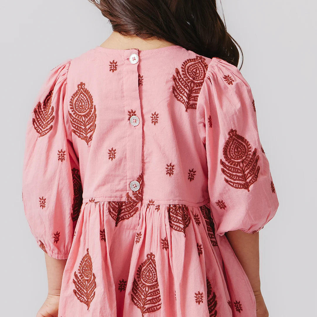 Girls Brooke Dress - Indian Stamp Embroidery