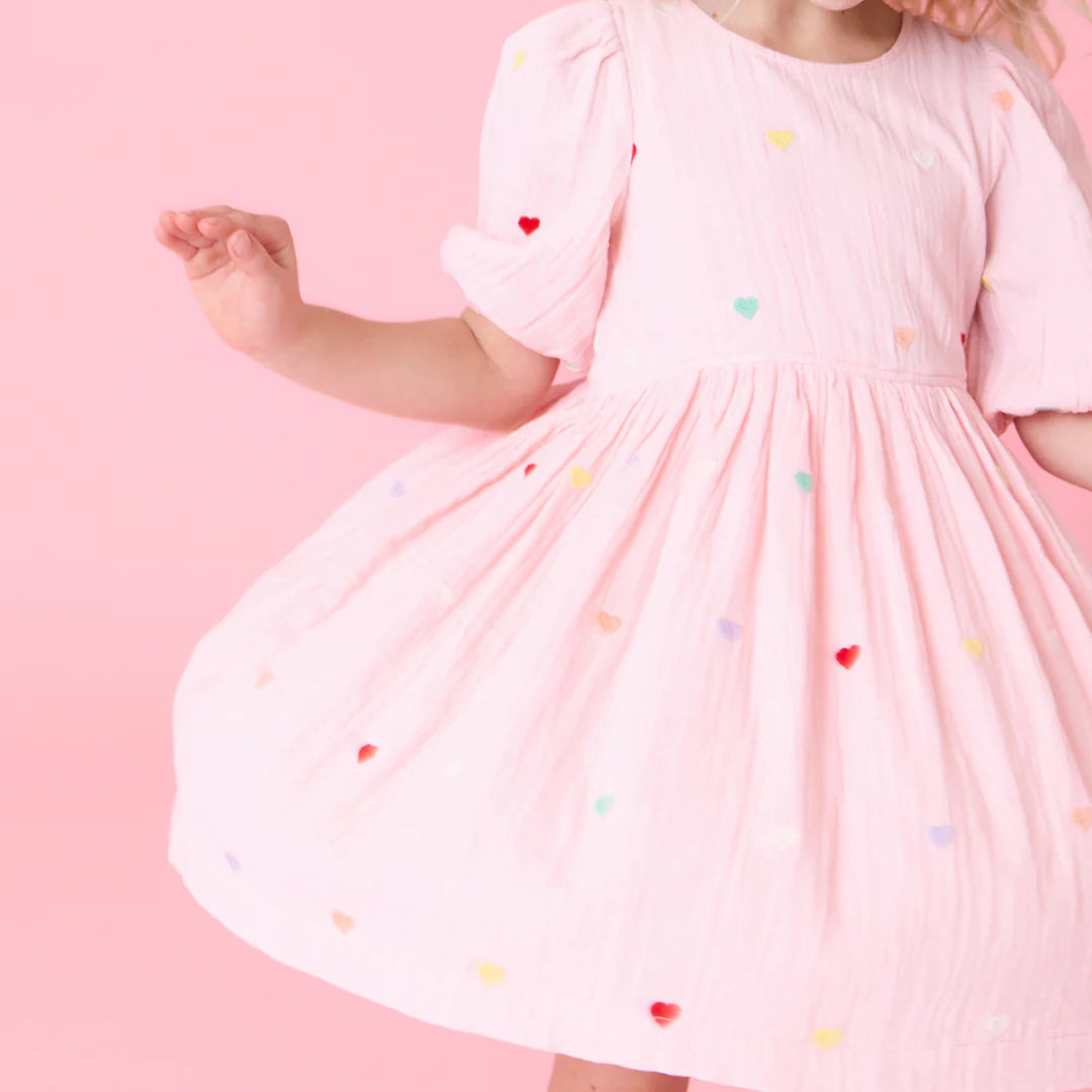 Girls Brooke Dress - Candy Heart Embroidery