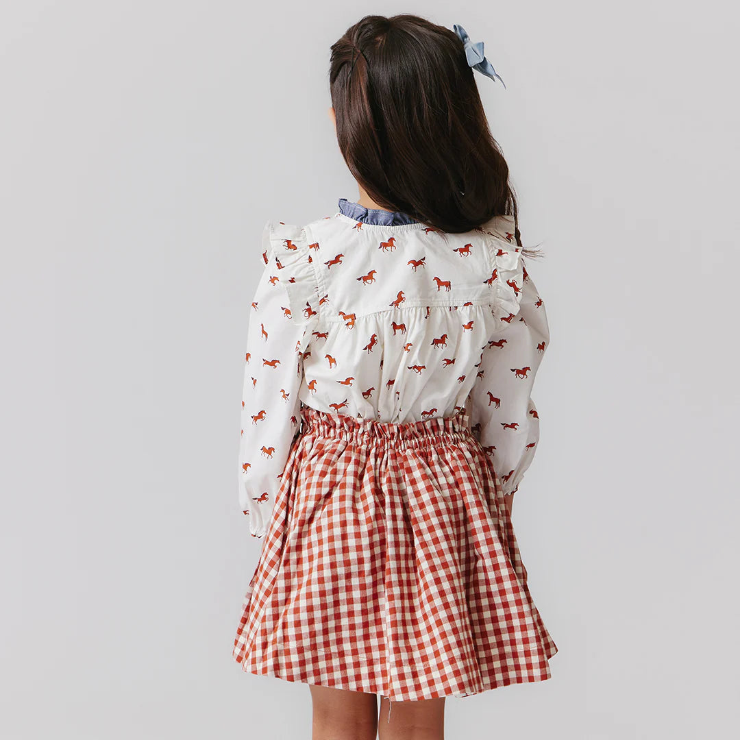 Girls Theodore Skirt - Pony Gingham