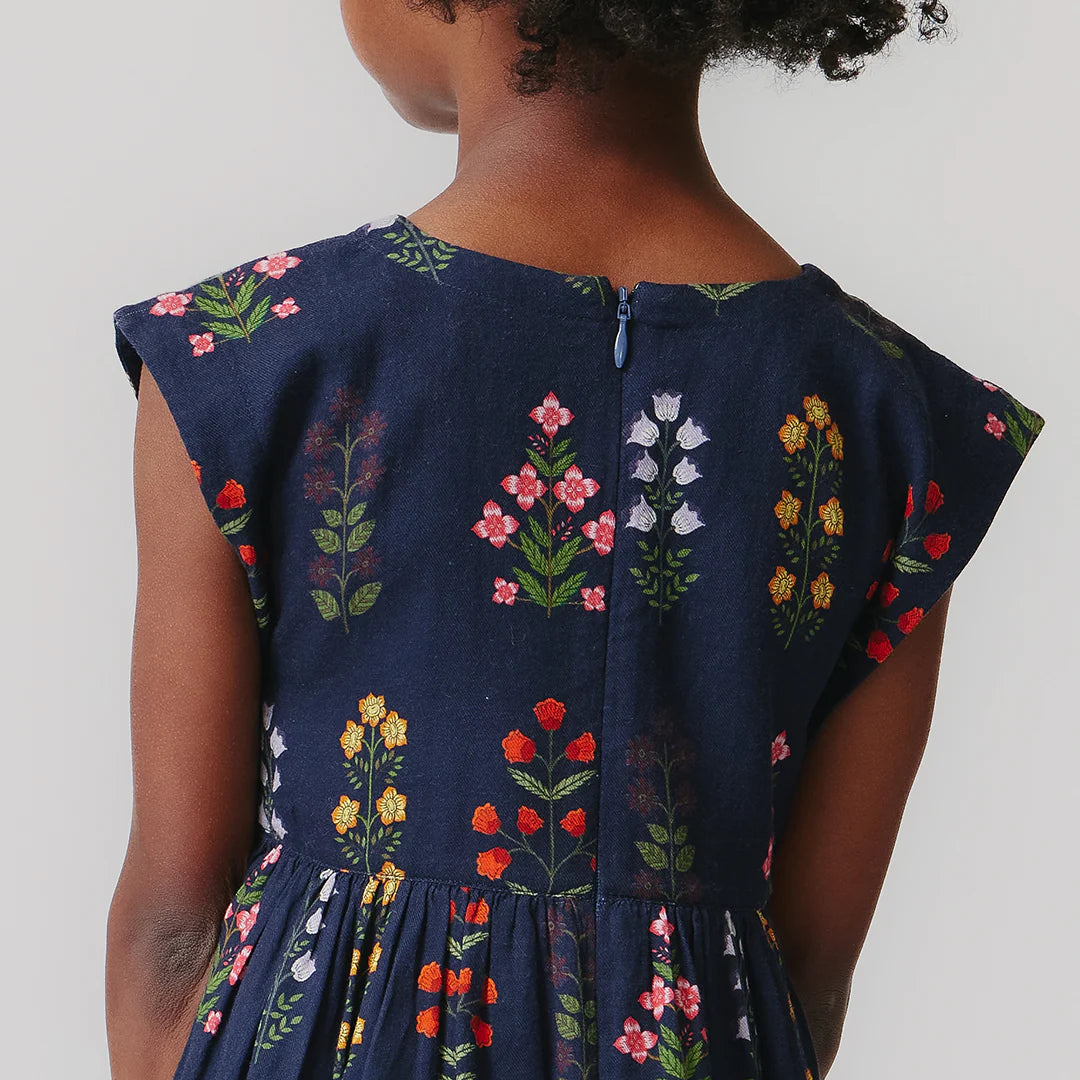 Girls Peachy Dress - Navy Field Floral