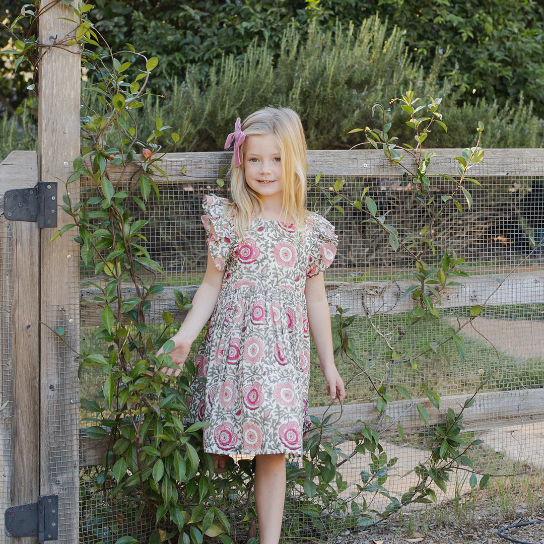 Girls Elise Dress - Pink Lisbon Floral