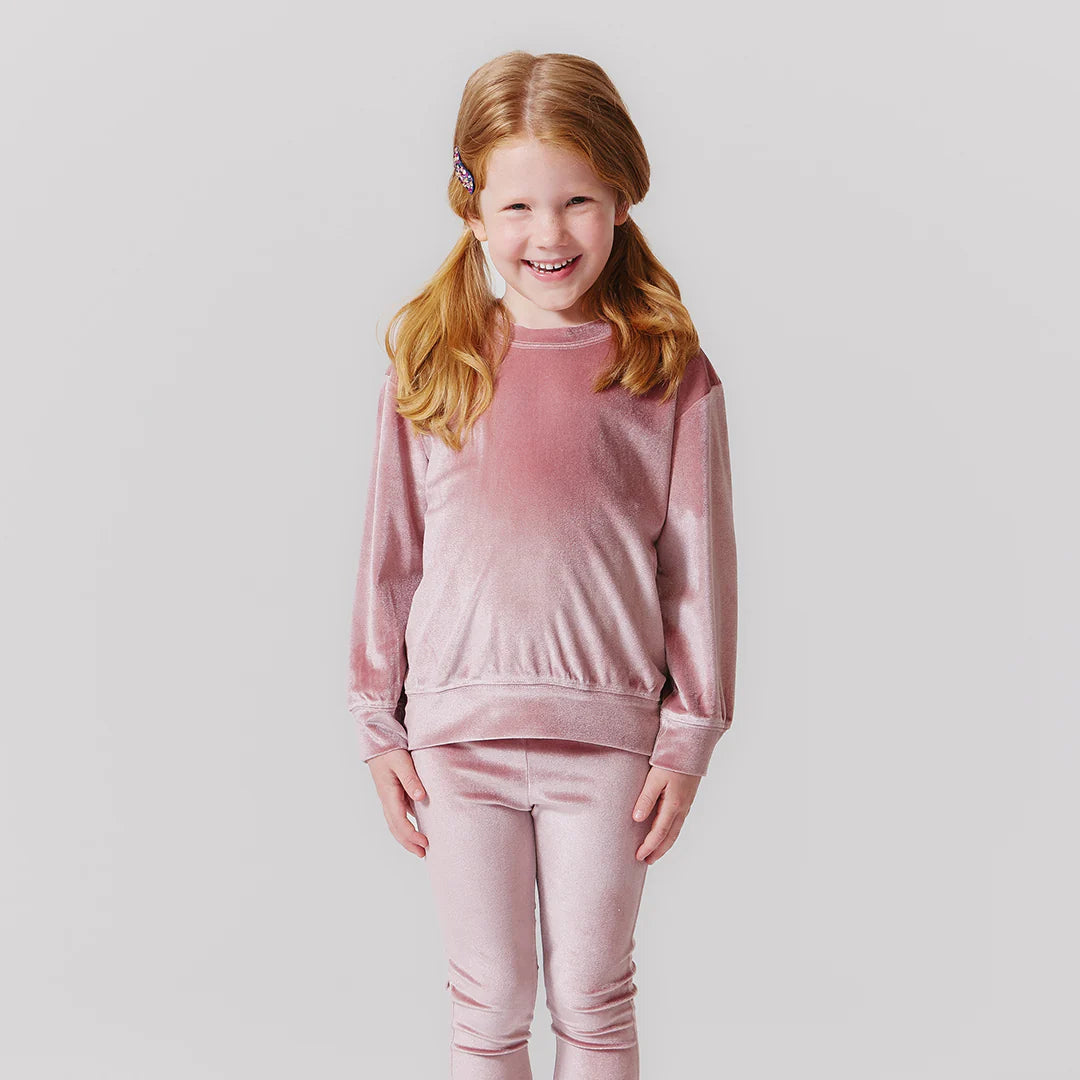 Girls Velour Leggings - Mauve