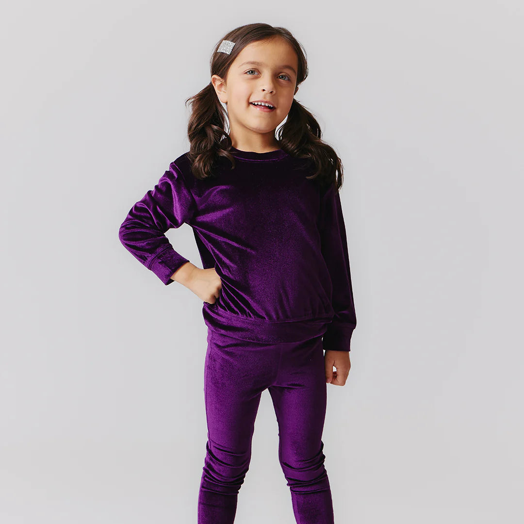 Girls Velour Leggings - PlumGirls Velour Leggings - Plum