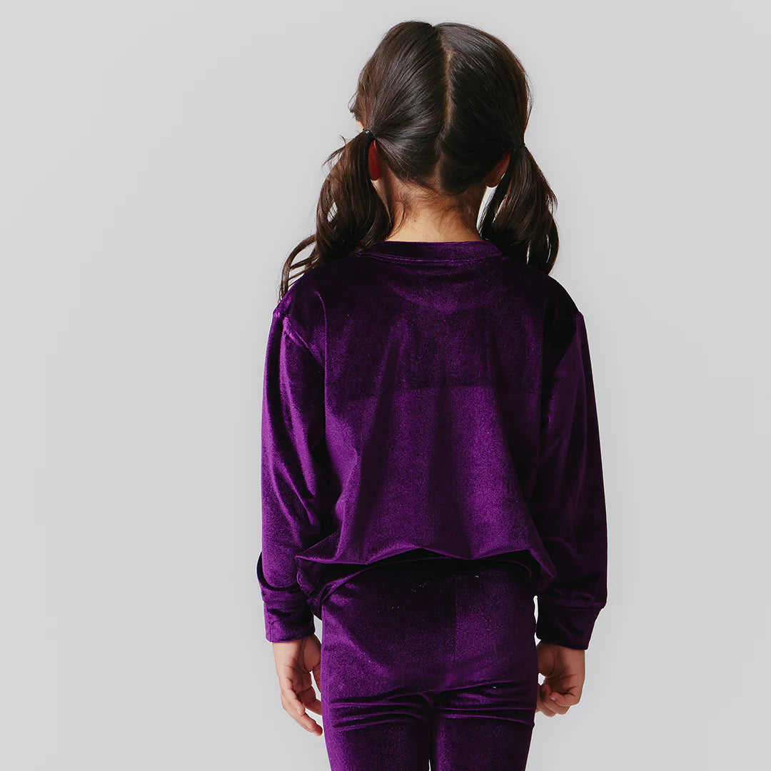 Girls Velour Sweatshirt - Plum