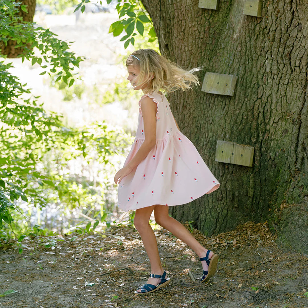 Girls Kelsey Dress - Pink Rocket Pop Embroidery