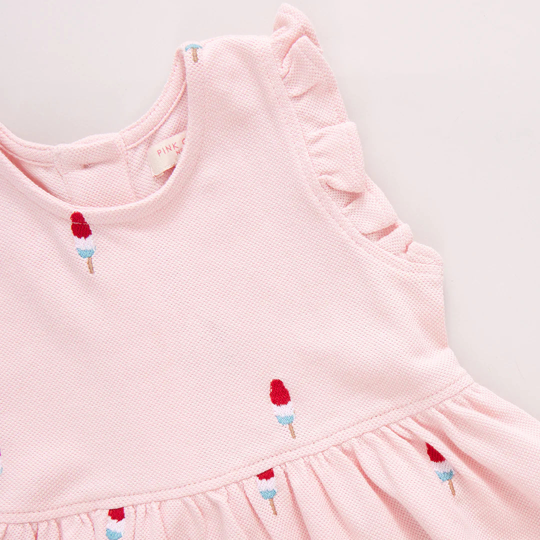 Girls Kelsey Dress - Pink Rocket Pop Embroidery