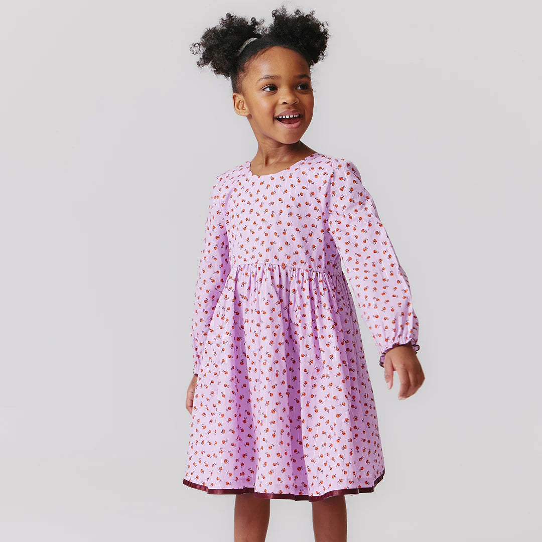 Girls Amma Dress - Lavender Tiny Roses