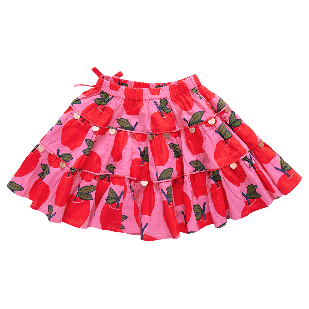 Girls Allie Skirt - Pink Apples