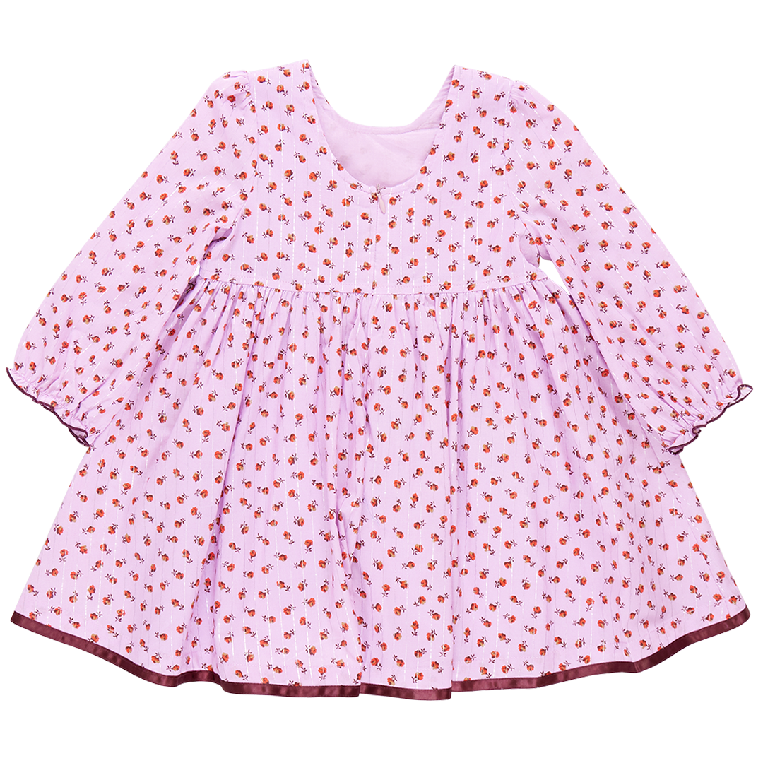 Girls Amma Dress - Lavender Tiny Roses