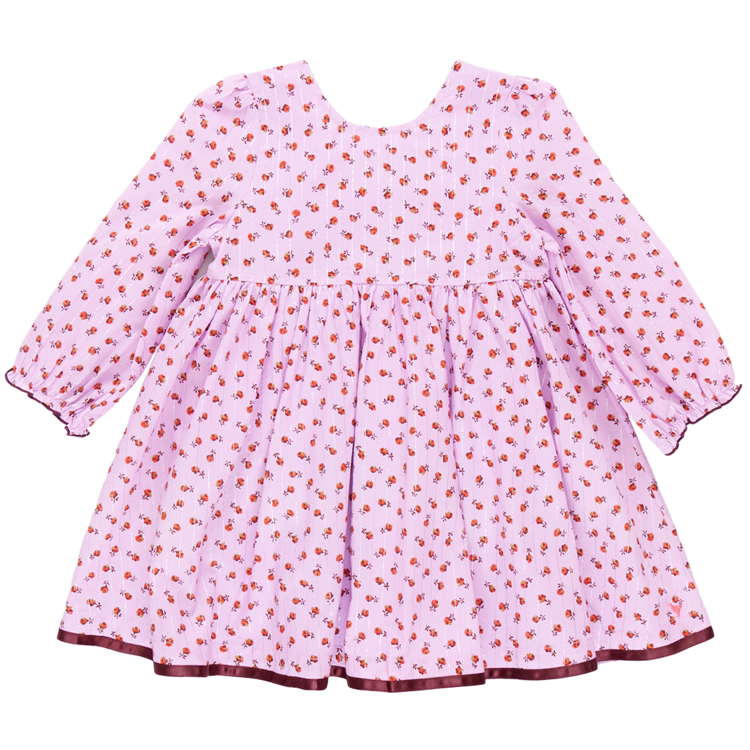 Girls Amma Dress - Lavender Tiny Roses