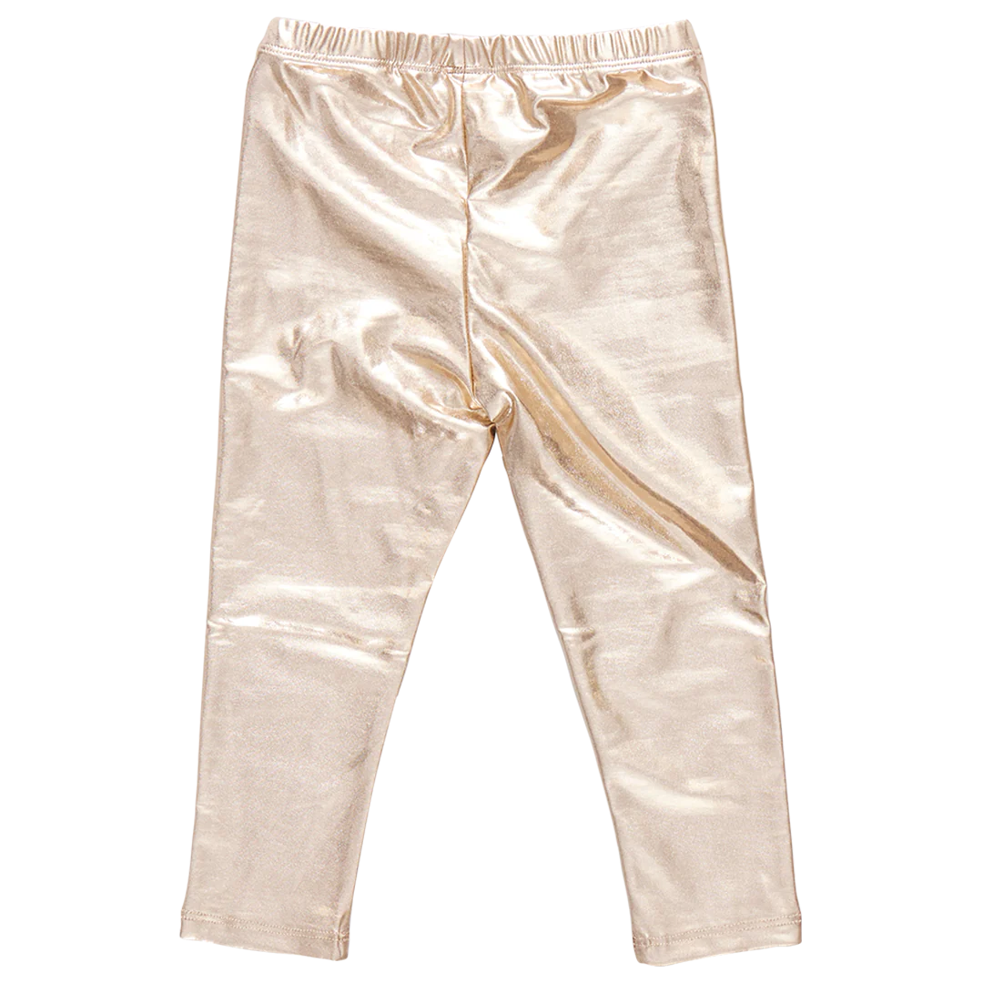 Girls Lame Legging - Light Gold