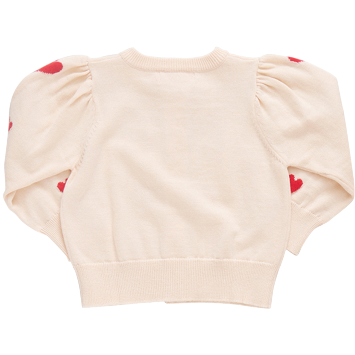 Girls Constance Sweater- Cream and Red Hearts