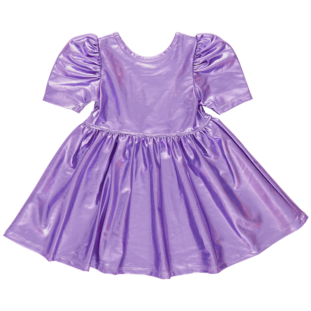 Girls Lame Laurie Dress - Purple Sparkle