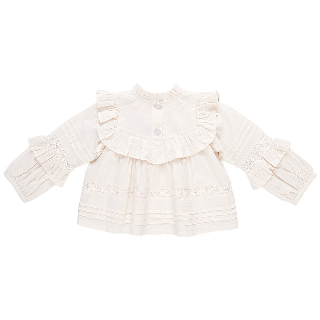 Girls Lace Mira Top - Antique White