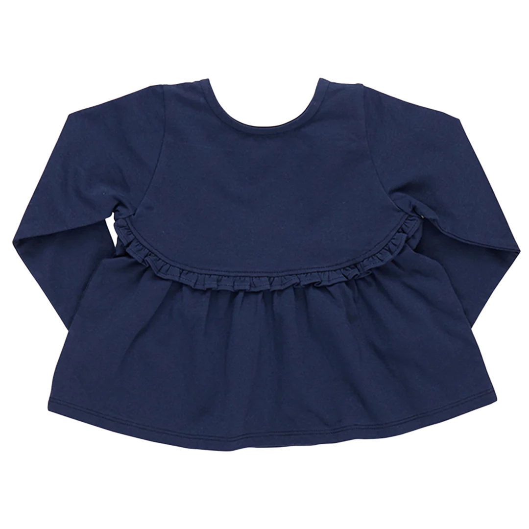 Girls Organic Rowan Top - Navy