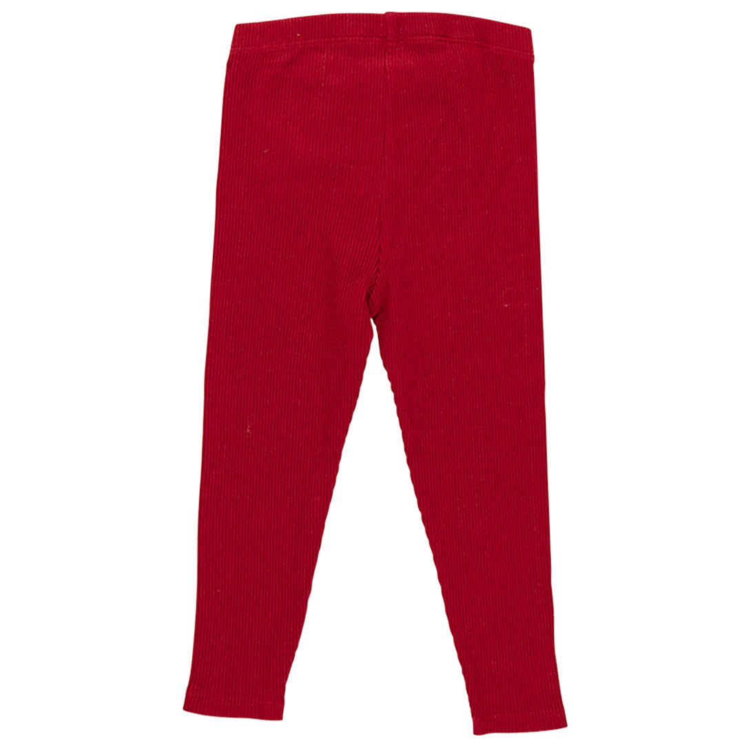 Girls Organic Rib Legging - Chili Pepper