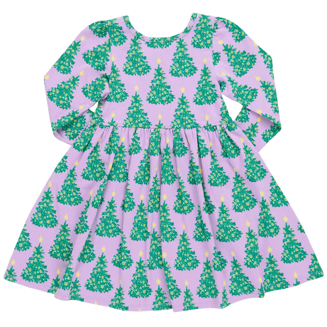 Girls Organic Steph Dress - Lavender Forest