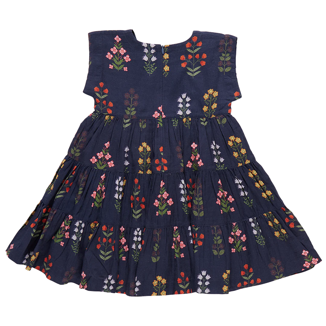 Girls Peachy Dress - Navy Field Floral