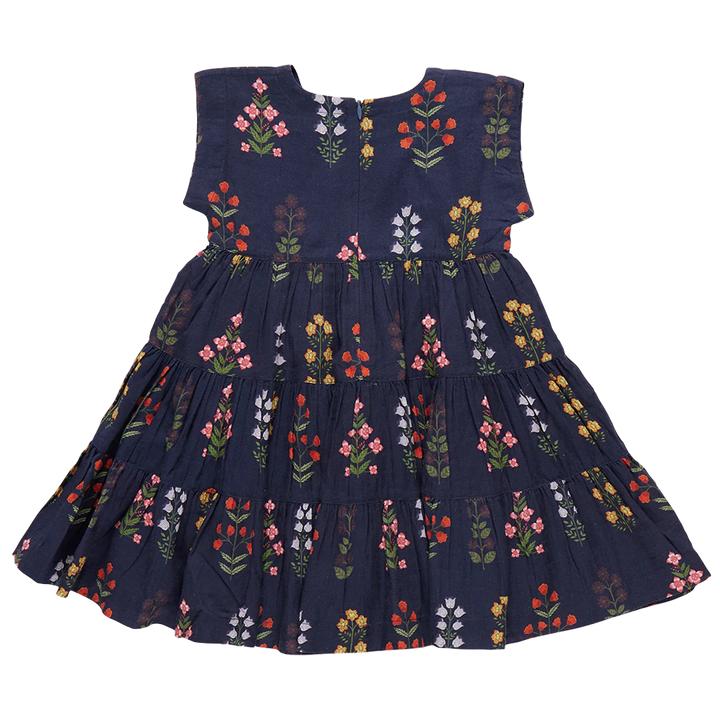 Girls Peachy Dress - Navy Field Floral