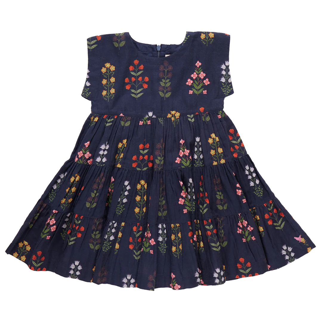 Girls Peachy Dress - Navy Field Floral