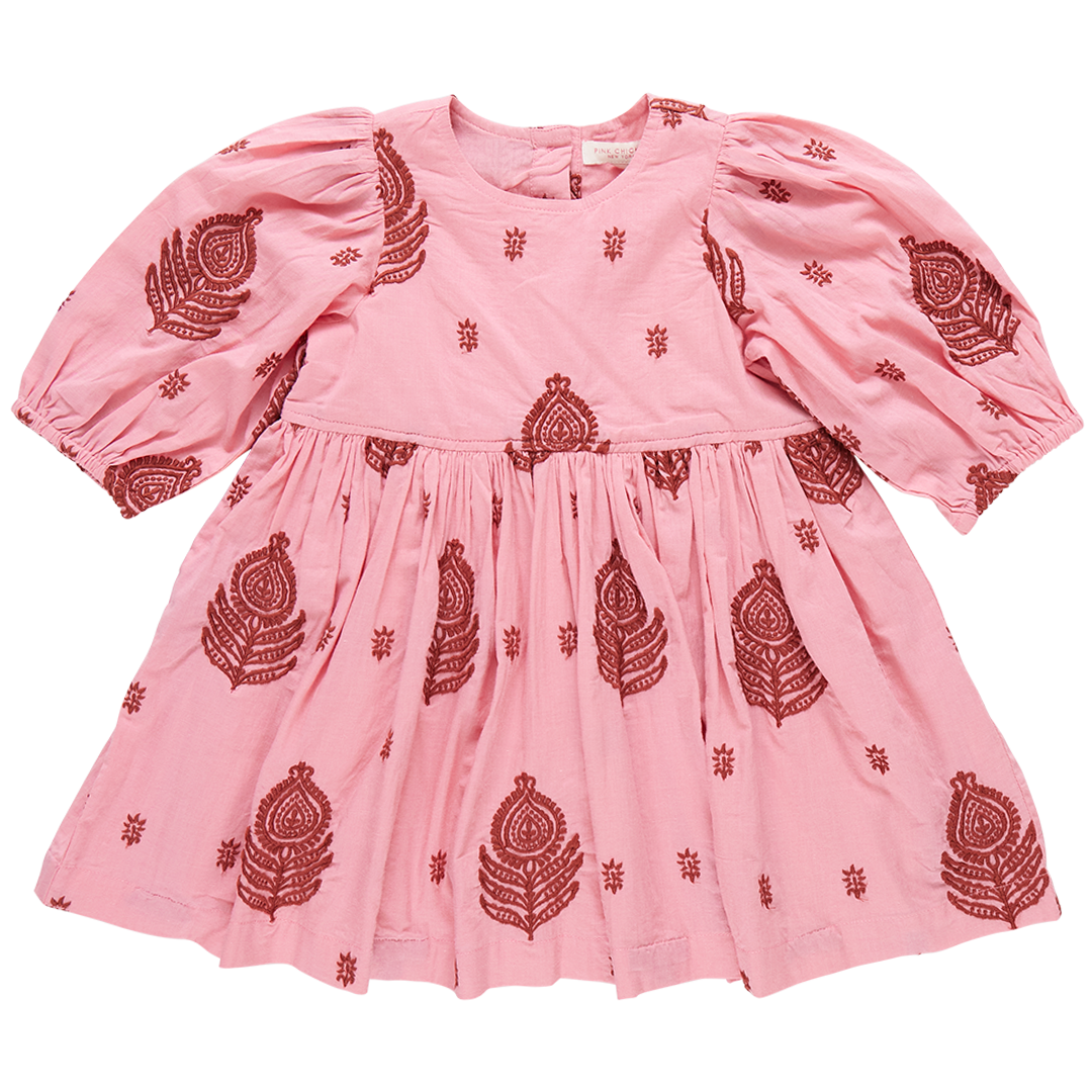 Girls Brooke Dress - Indian Stamp Embroidery