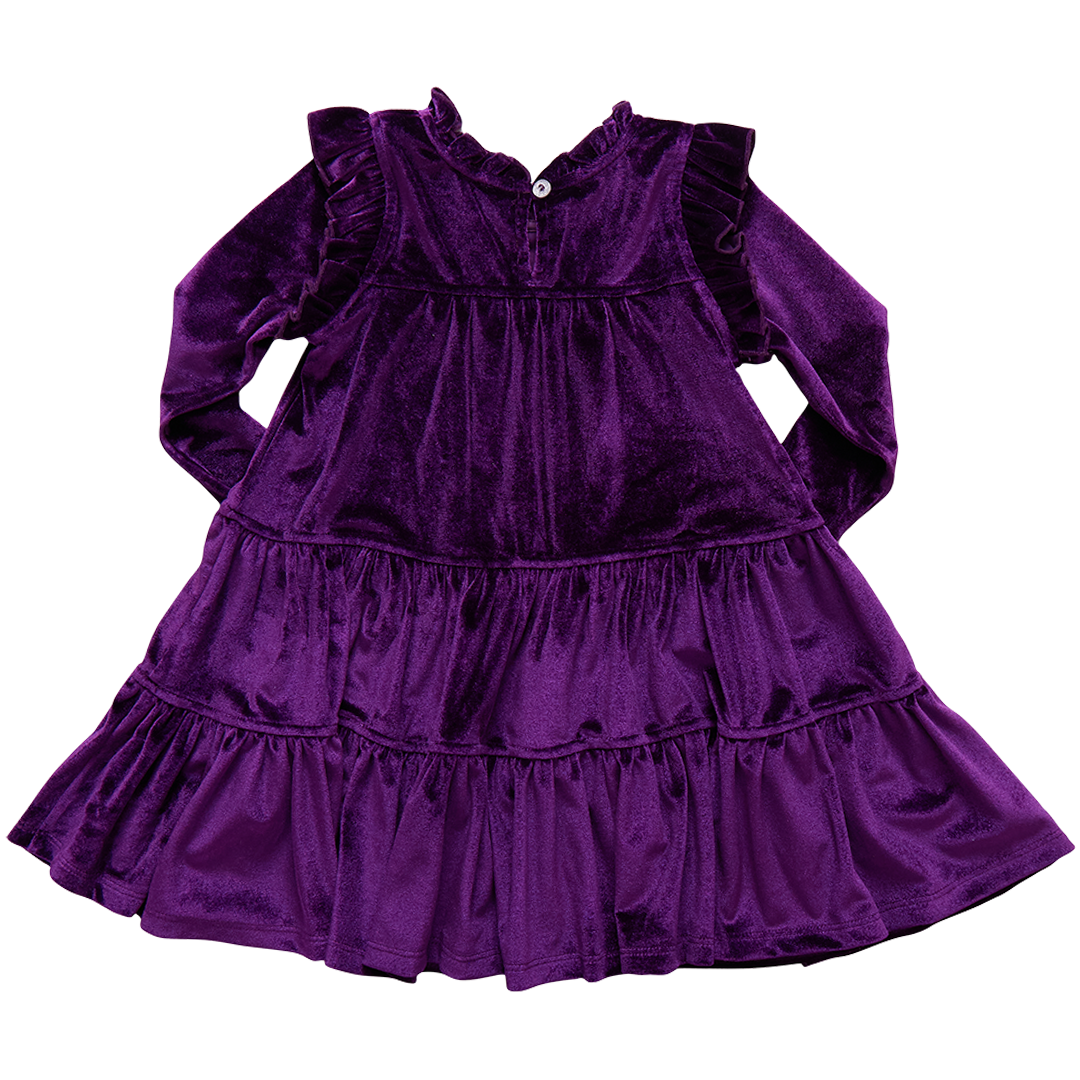 Girls Velour Kalani Dress - Plum