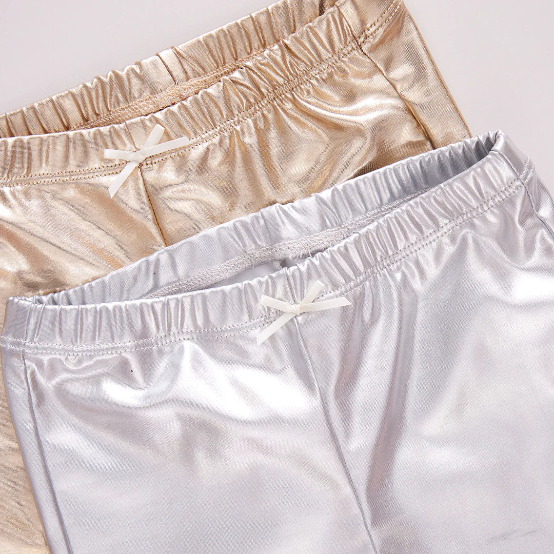 Girls Lame Legging - Light Gold