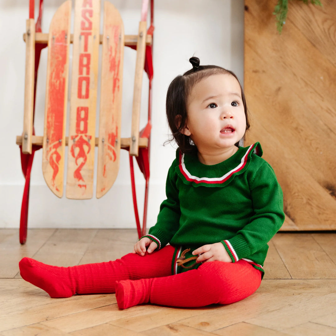 Bright Red Cable Knit Tights