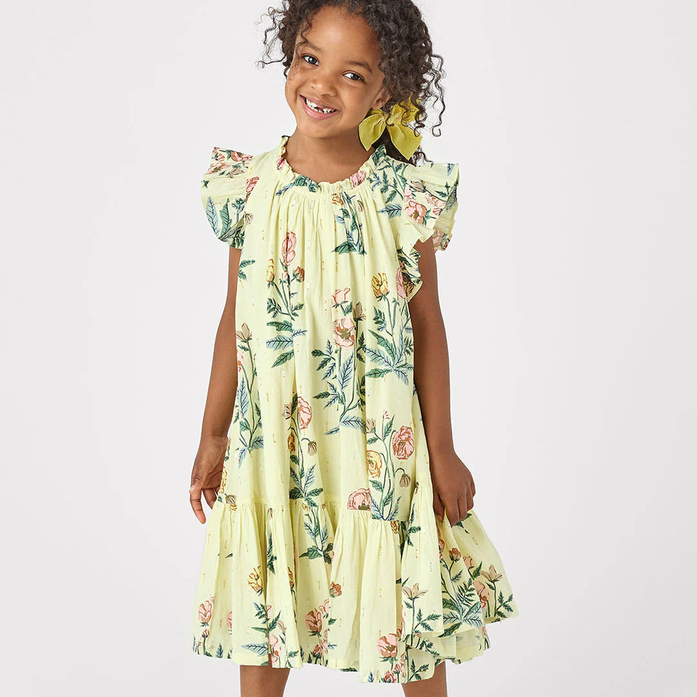 Girls Harper Dress - Pale Yellow Poppy