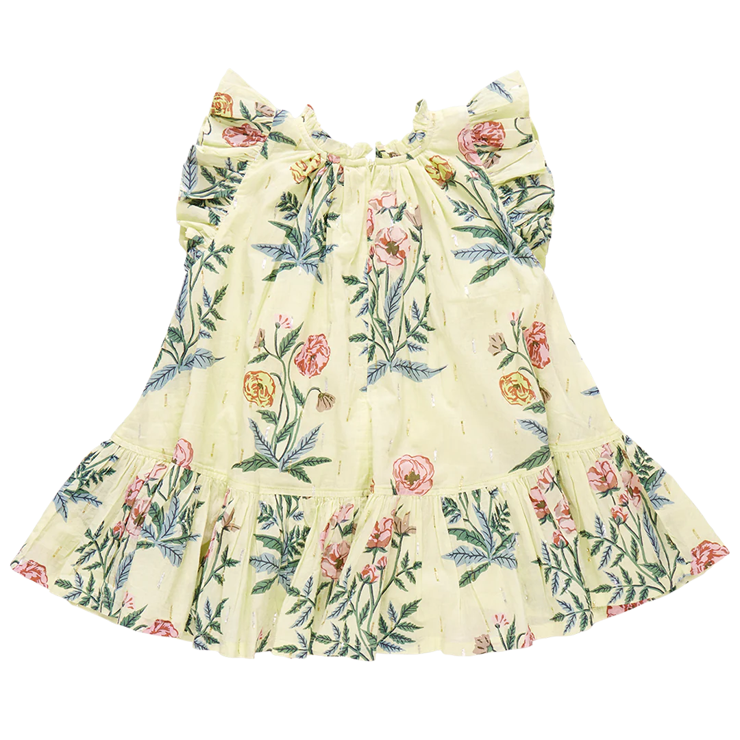 Girls Harper Dress - Pale Yellow Poppy