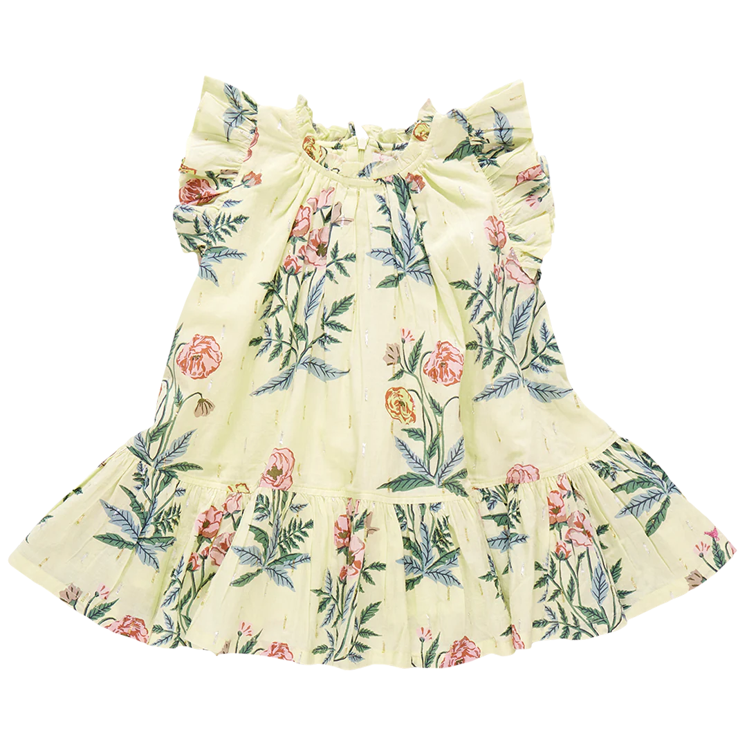 Girls Harper Dress - Pale Yellow Poppy