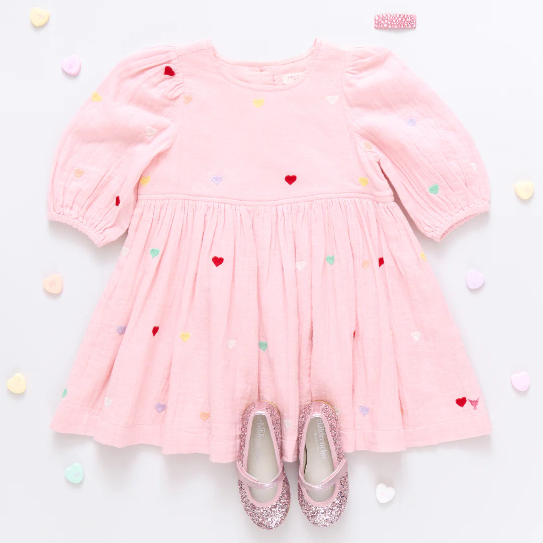 Girls Brooke Dress - Candy Heart Embroidery