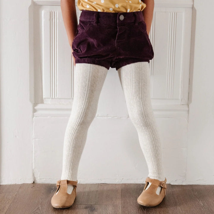 Heathered Ivory Cable Knit Tights