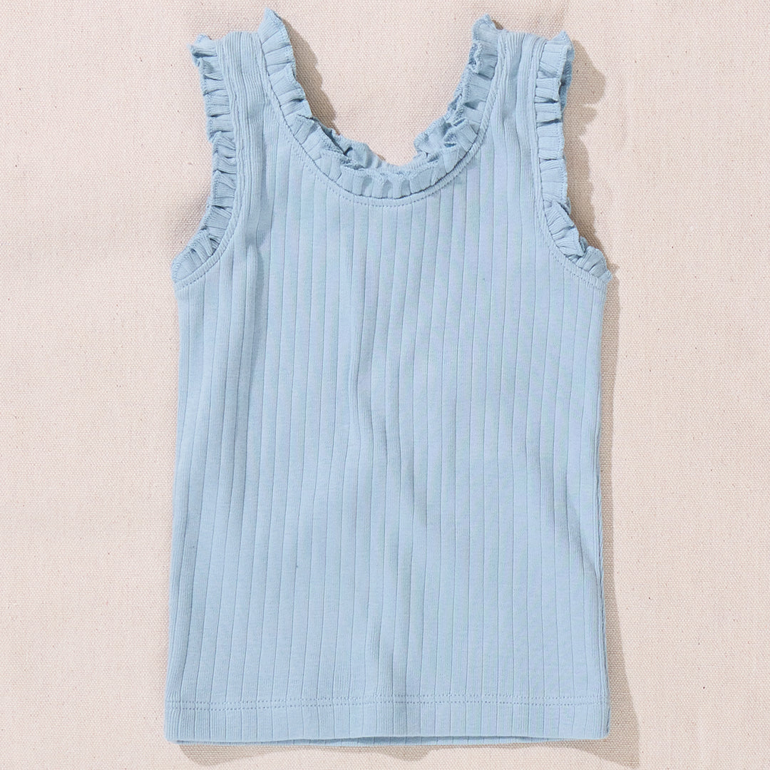 Joy Ruffle Rib Tank - Light Blue