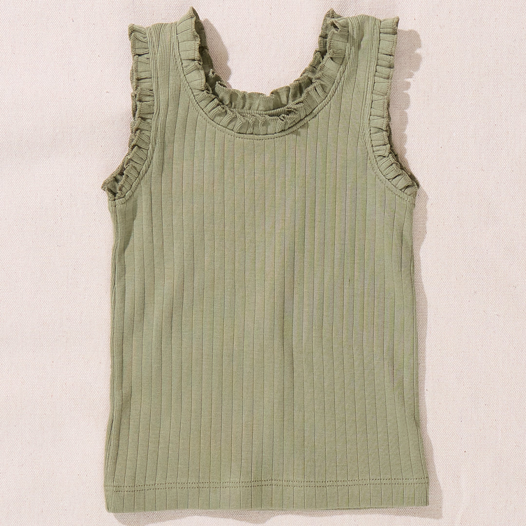 Joy Ruffle Rib Tank - Olive